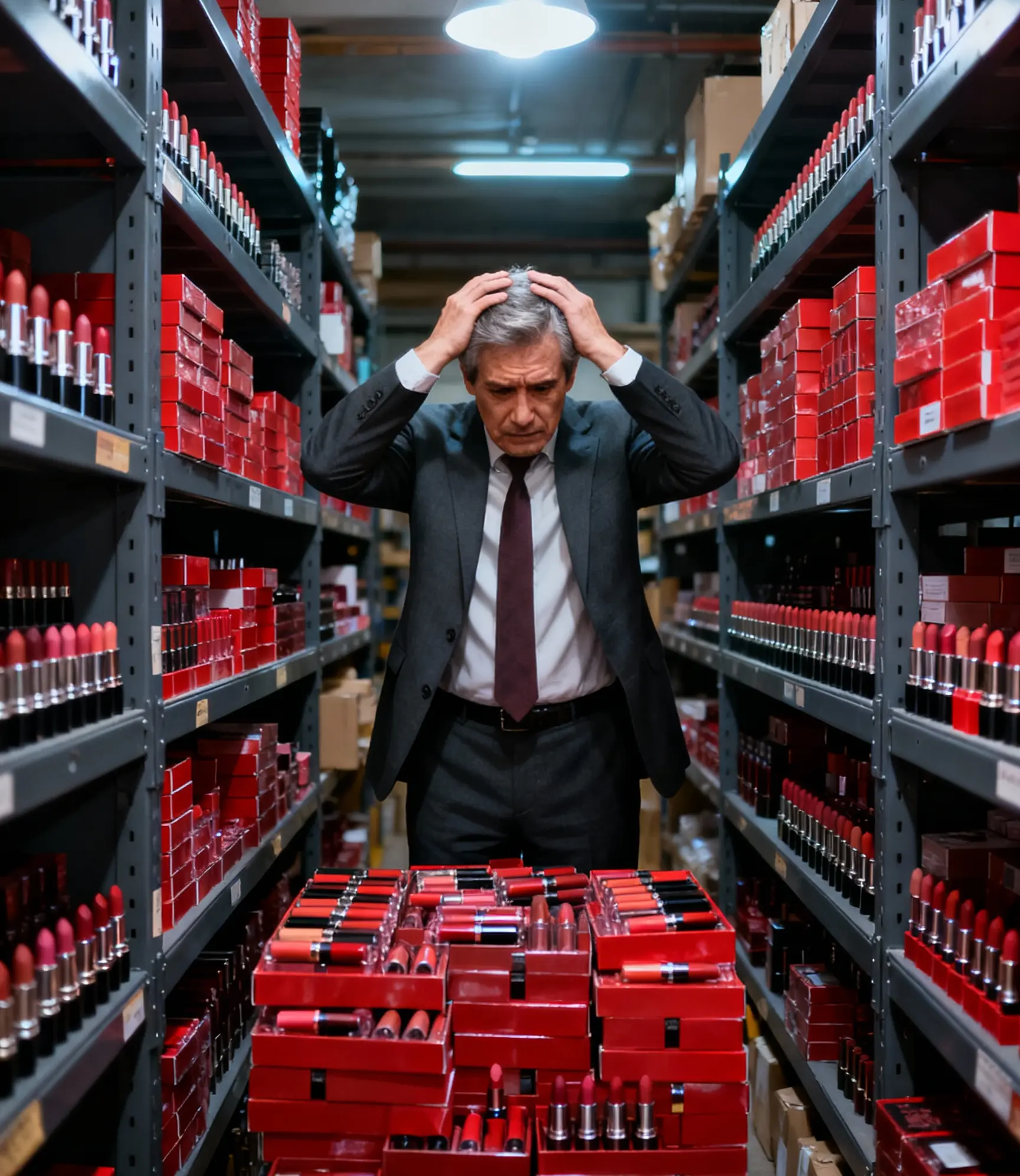 jimeng-2025-11-14-7936-仓库里积压了大量口红,老板很烦恼.webp